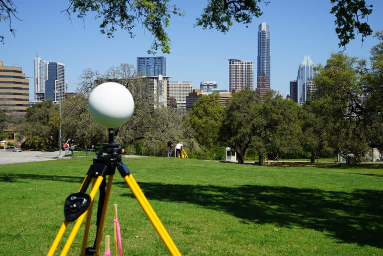 survey equipment being used at the Texas School for the Deaf