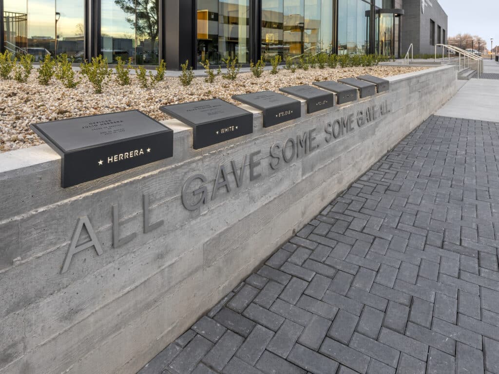 Photo of officer memorial at Lubbock PD headquarters