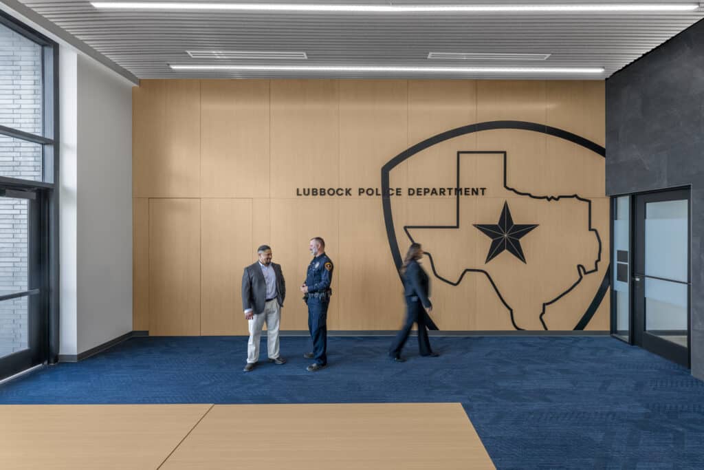 Interior photo of entrance at Lubbock PD headquarters