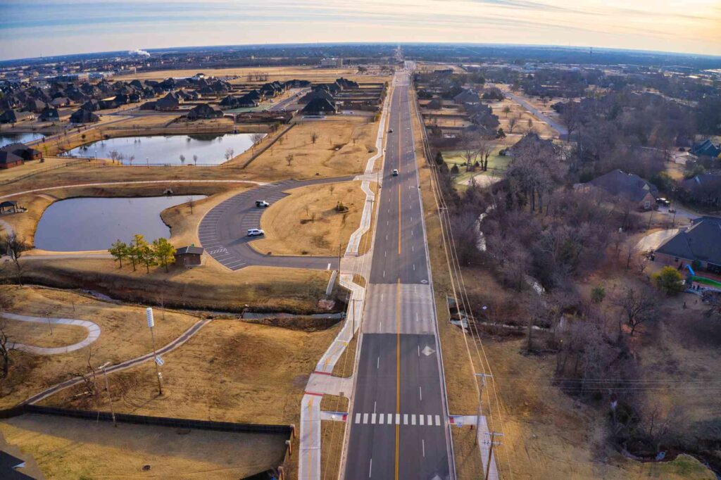ariel shot of City of Moore, 34th Street