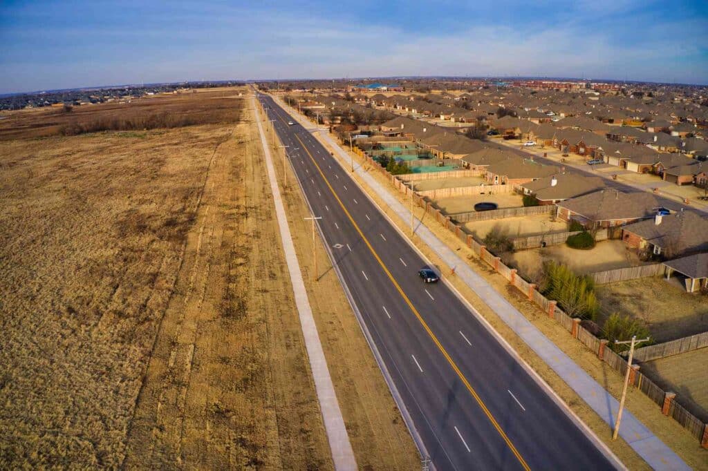 ariel shot of City of Moore, 34th Street