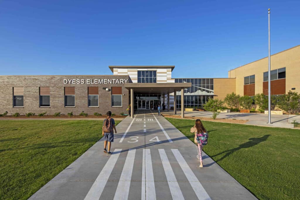 Exterior front view of Abilene ISD Dyess Elementary.