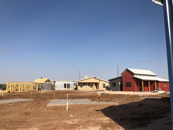 Exterior of field for custom - designed tiny homes