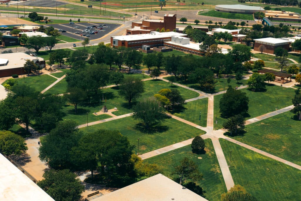 An aerial view of Eastern New Mexico University