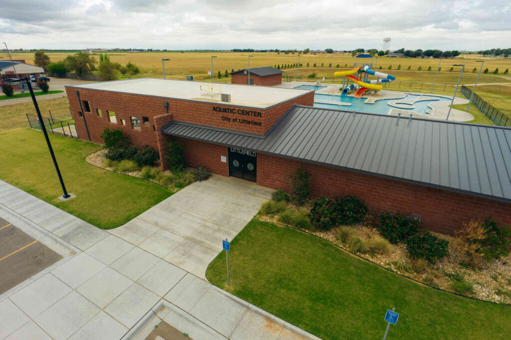 exterior shot of Littlefield Aquatic Center