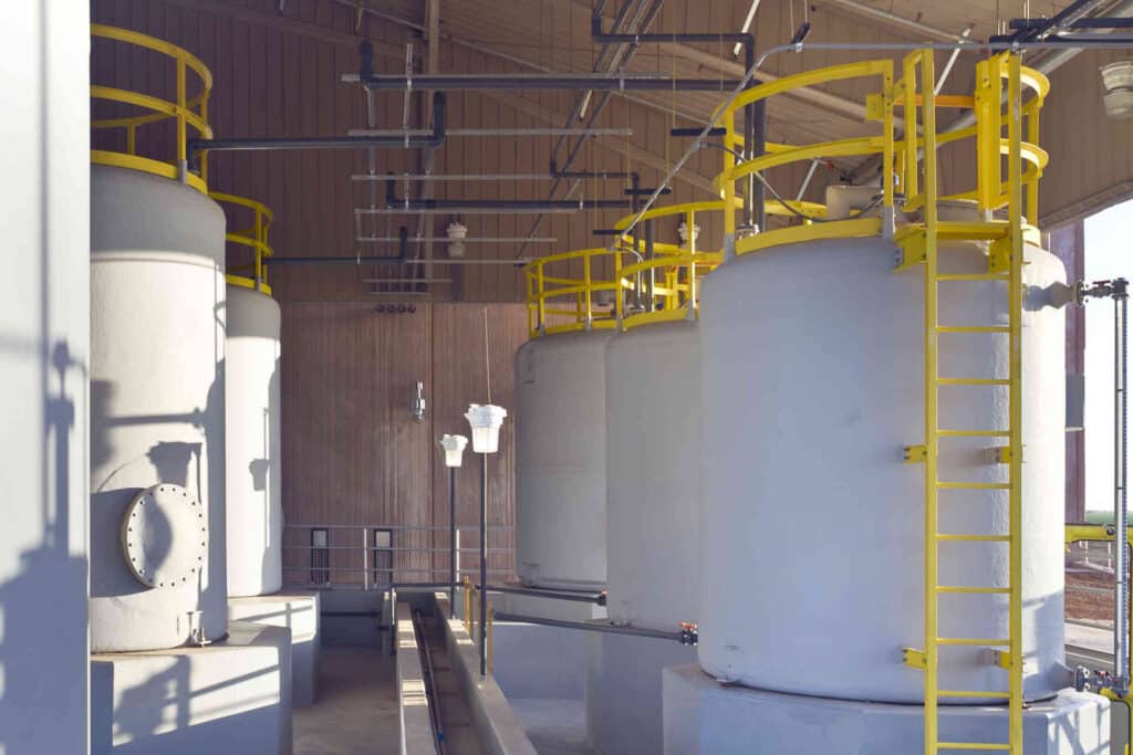 water tanks inside City of Lubbock Lake Alan Henry Water Treatment Plant