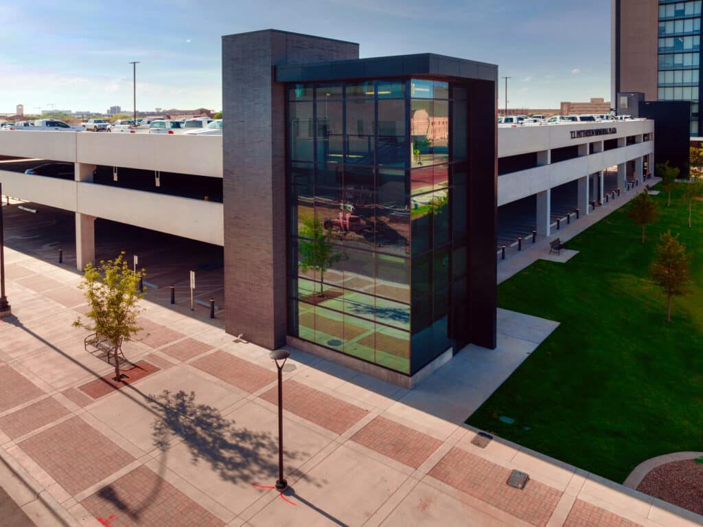 Exterior of Lubbock Municipal Parking Garage
