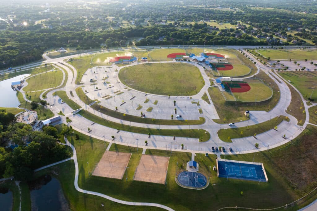 ariel shot of sports fields at Midlothian Community Park