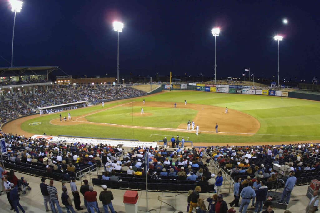 baseball game at night at the Scharbauer Sports Complex