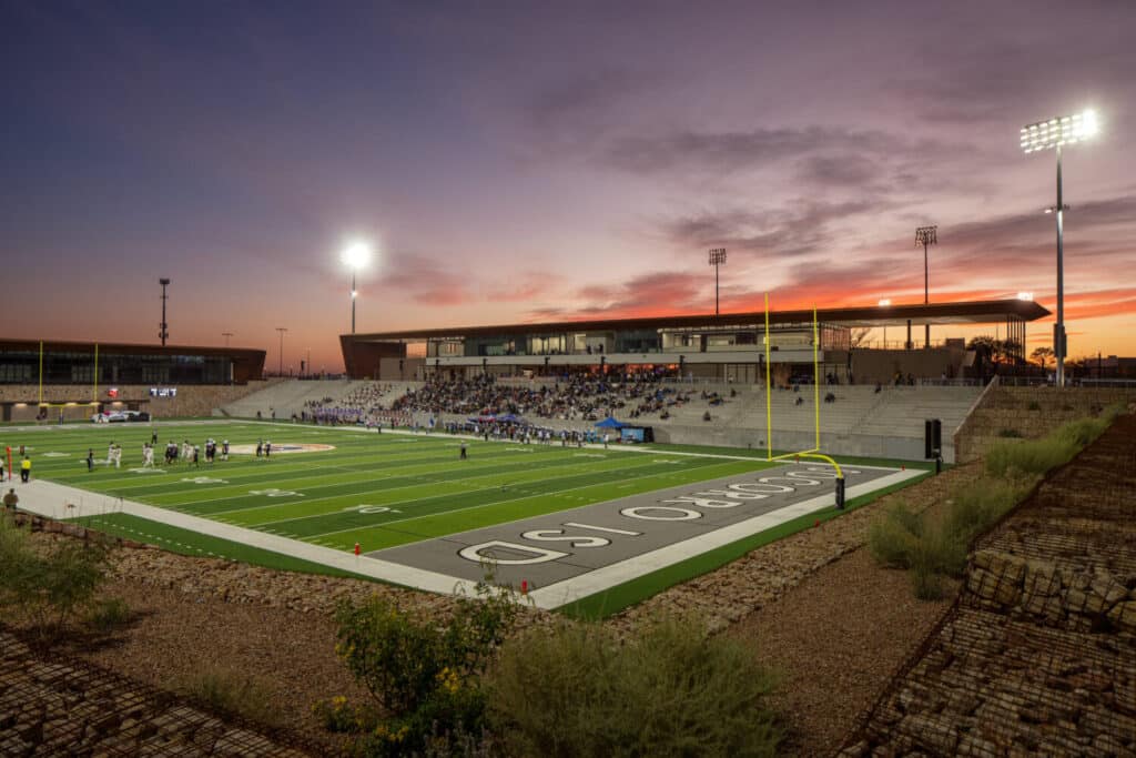 Photo during football game at Socorro ISD's Student Activities Complex II