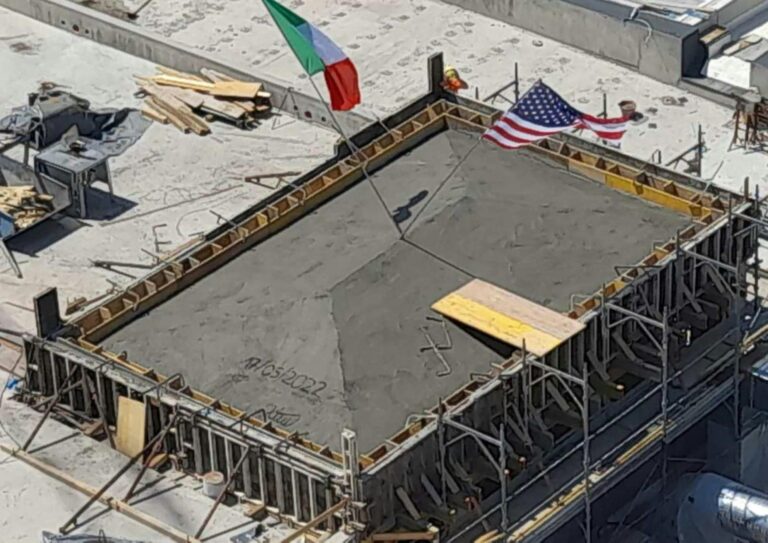 Aerial View of Vicenza High School Topping Out Ceremony