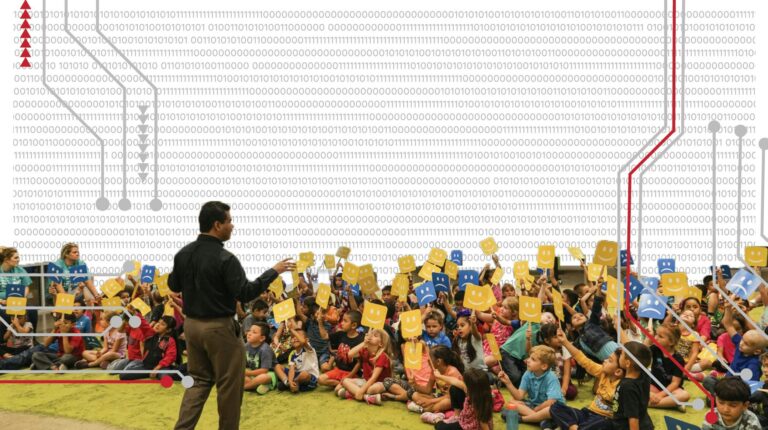 teacher and students in classroom setting