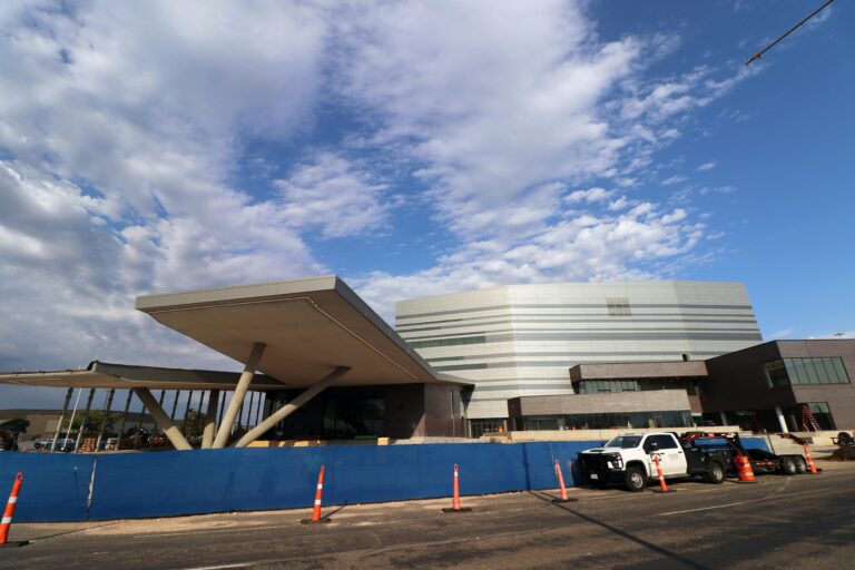 exterior shot of the Buddy Holly Hall of performing arts and sciences