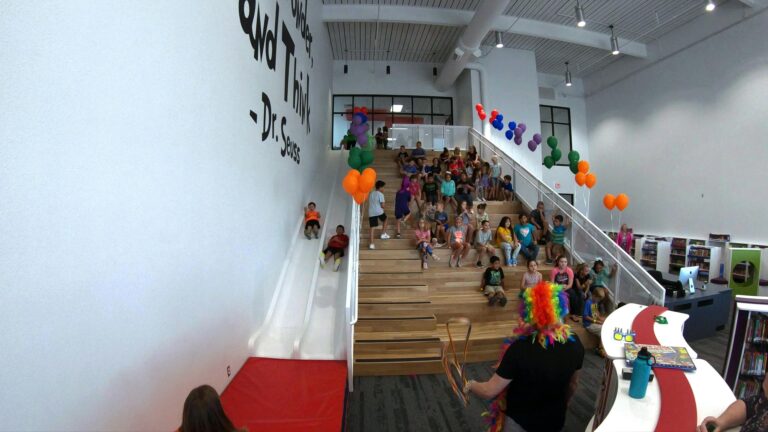 stairway inside school with students