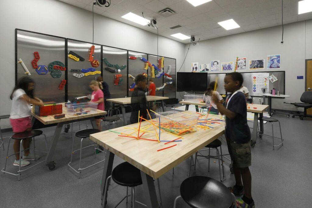 students taking part in STEM projects at school